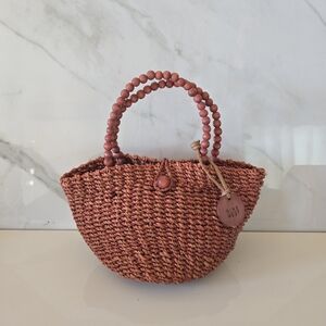 Nine West Brandy Orange Brown Woven Tote